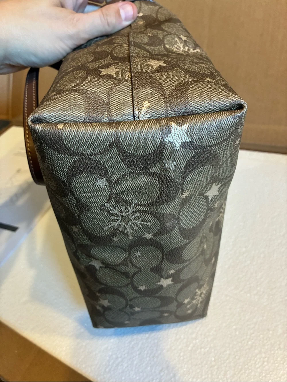 Coach Brown Signature Snowflake Tote and Zip Wristlet Set